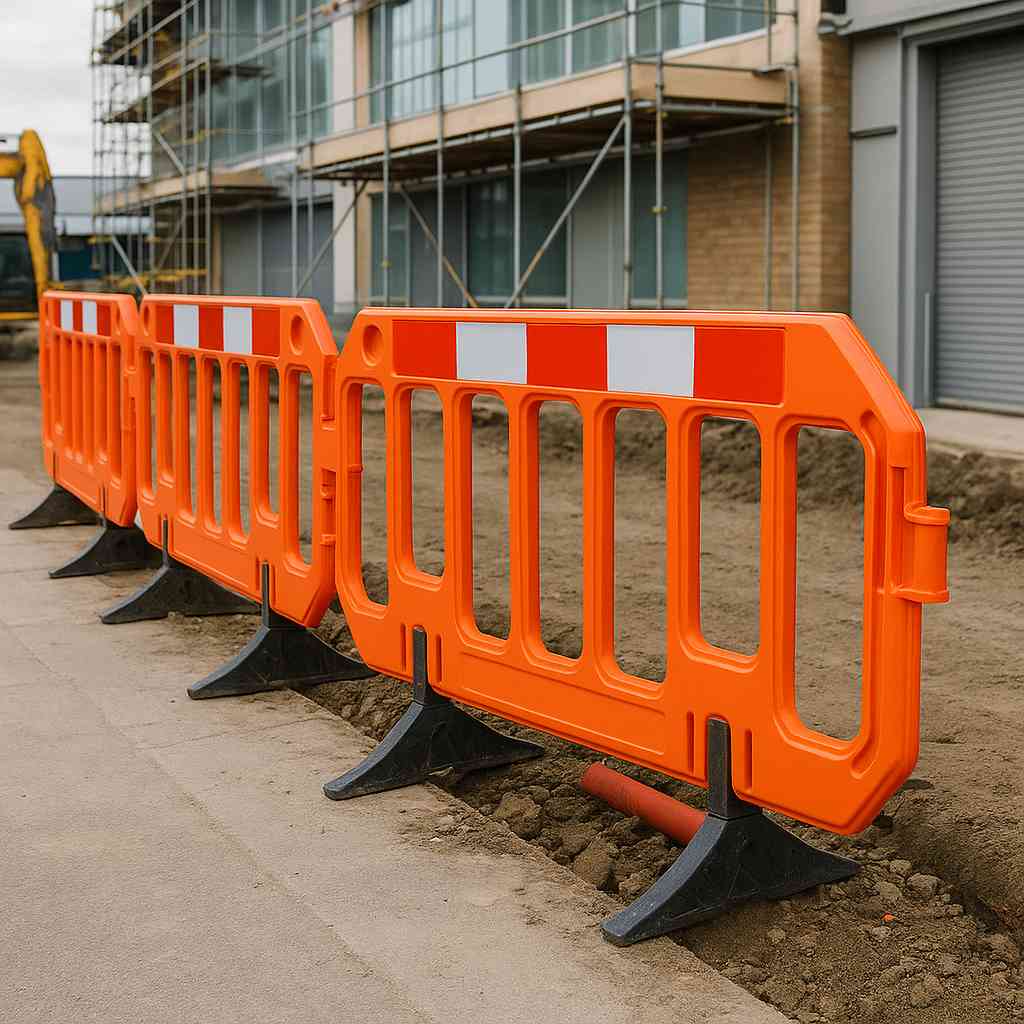 Chapter 8 traffic barriers and EVO separators on a UK construction site — Tempfence UK