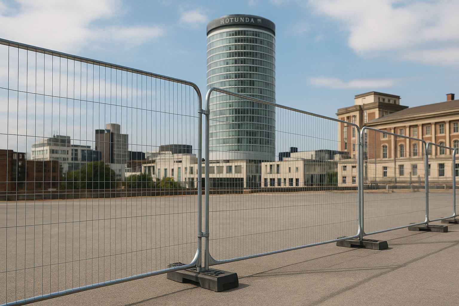 Heras fencing installation at the Birmingham Rotunda — TempFence UK