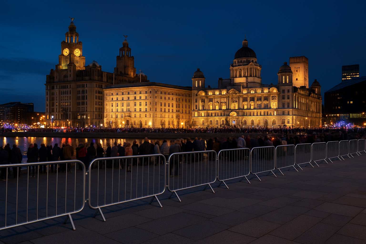 Crowd control barriers at Liverpool waterfront — TempFence UK